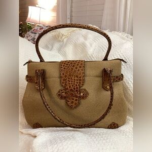 Eric Javits Squishee Tan and Brown Shoulder Bag